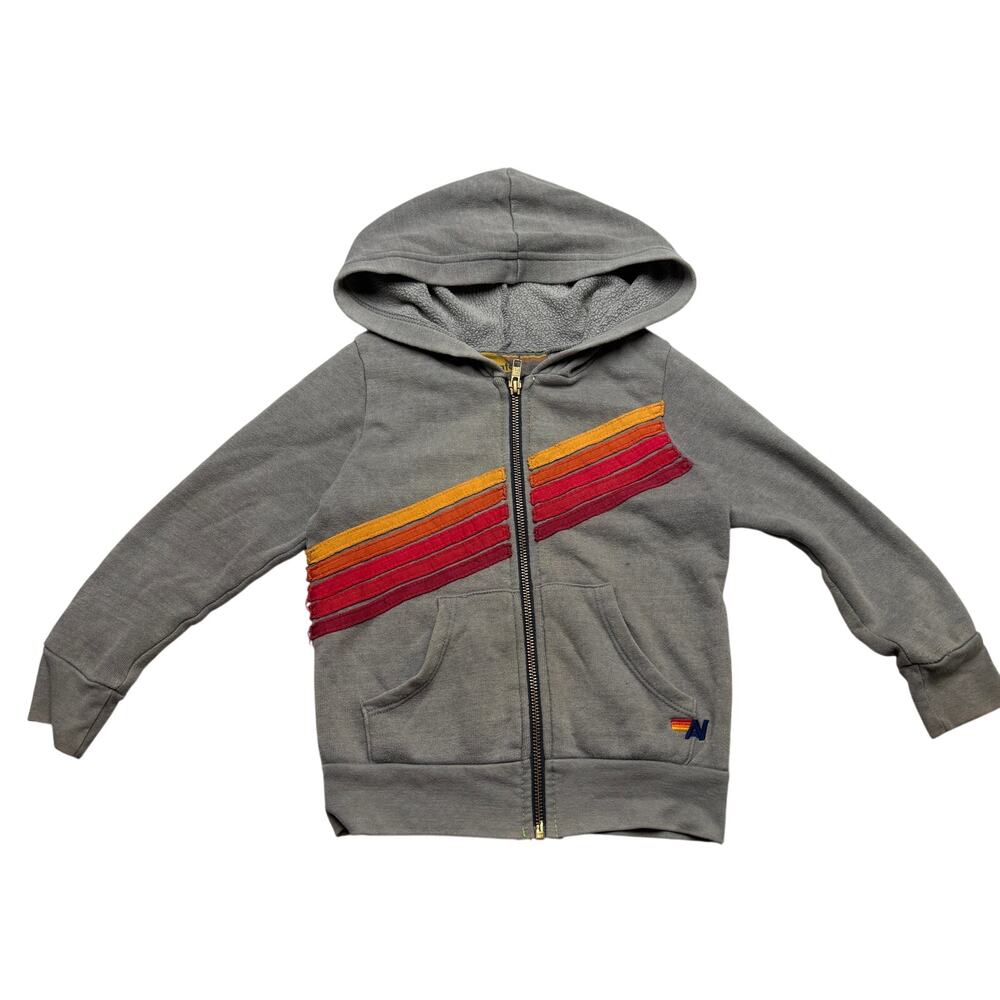 Aviator Nation Cross 5 Stripe Full Zip Hoodie Youth Kids 4 Retro Loungewear USA - Picture 1 of 9